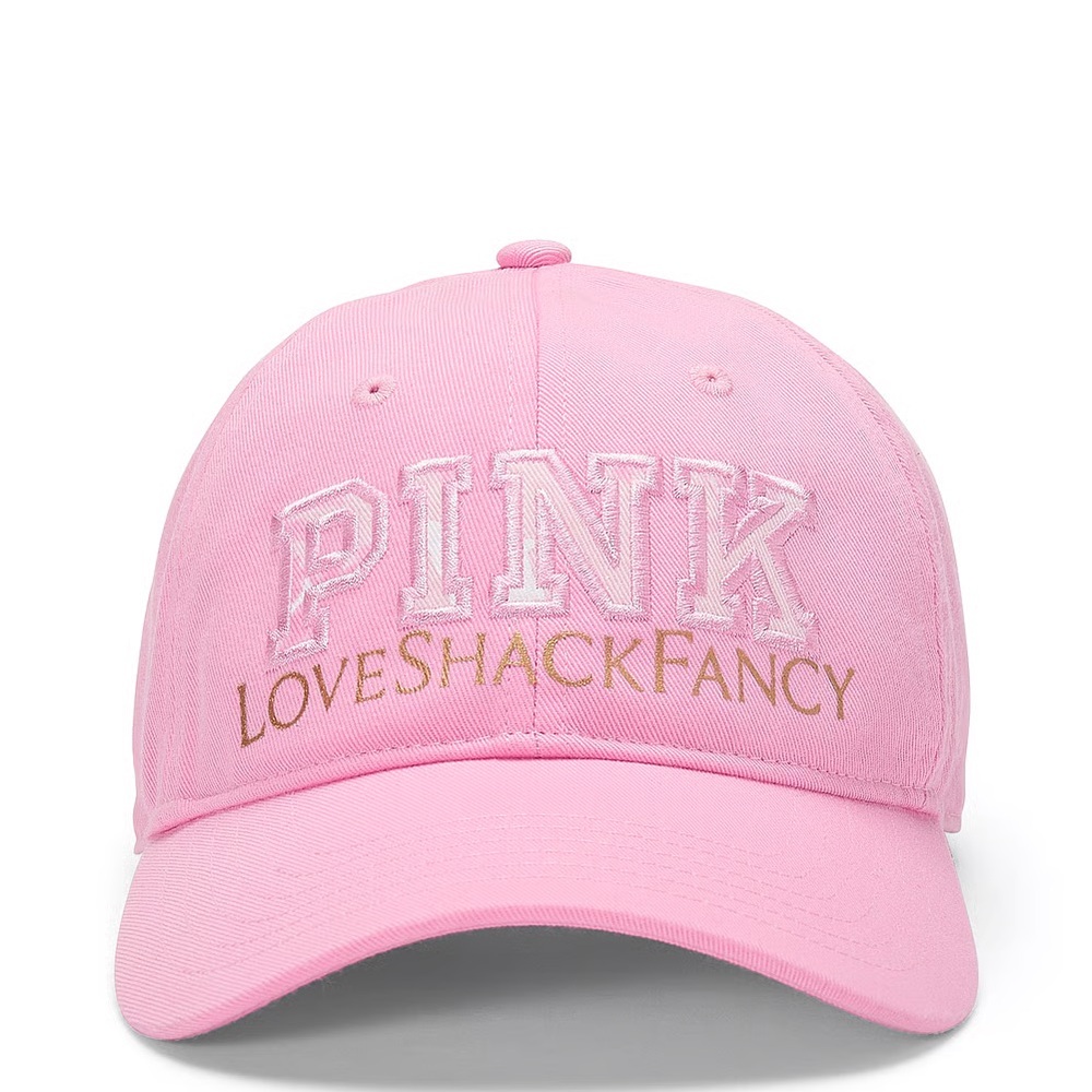 LoveShackFancy Pink Embroidered Cap